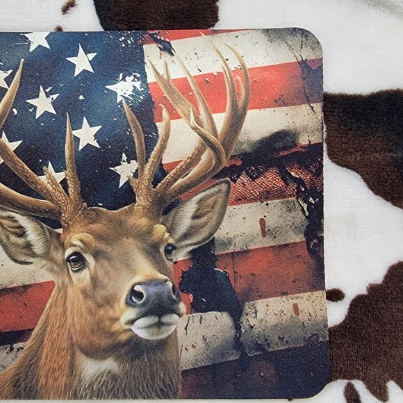 Deer American Flag Computer Mouse Pad - Picture 2 of 5